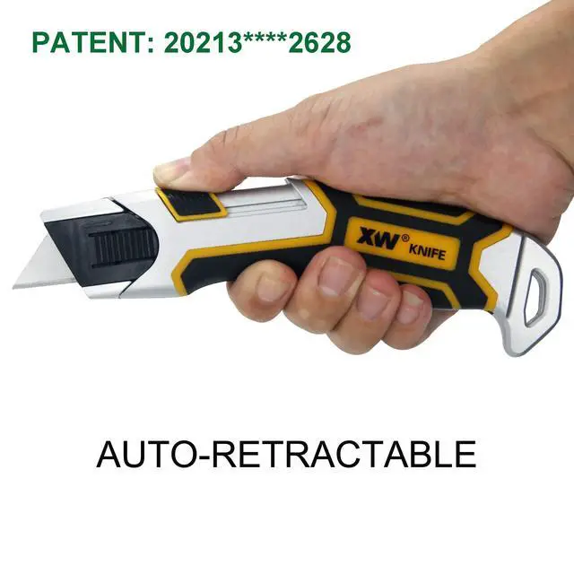 Alt view image 2 of 7 - Auto-Retractable Safety Utility Knife, Box Cutter of Quick Blade Change, 4 Spare Blades Storage in Handle