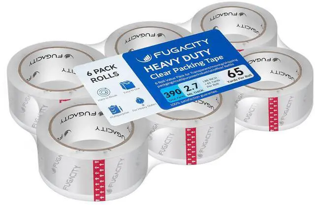 Main image of Clear Packing Tape Refills (6 Rolls),Heavy Duty Packaging Tape for Moving Sealing, Moving Supplies,2.7 Mil Thick, 1.88 in Wide,65 Yards PER Roll,Total 390 Yards
