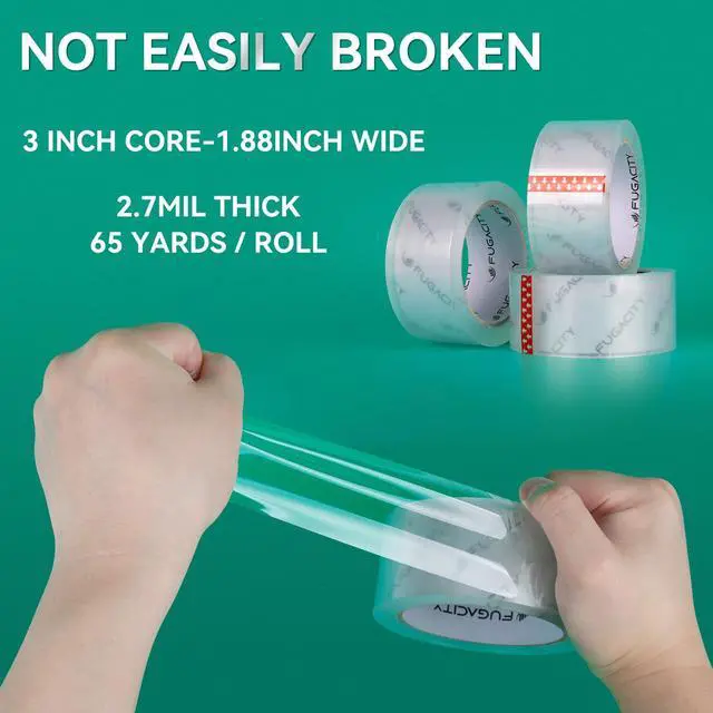 Alt view image 3 of 6 - Clear Packing Tape Refills (6 Rolls),Heavy Duty Packaging Tape for Moving Sealing, Moving Supplies,2.7 Mil Thick, 1.88 in Wide,65 Yards PER Roll,Total 390 Yards