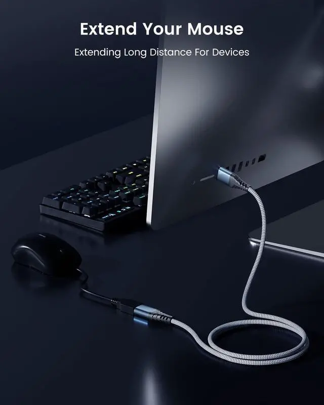 Alt view image 3 of 7 - 6.6FT USB Extension Cable, USB 3.0 Type A Male to Female Extender Cables High-Speed Data Transfer 5Gbps Compatible with Gamepad, Printer, Webcam, USB Keyboard, Flash Drive, Hard Drive