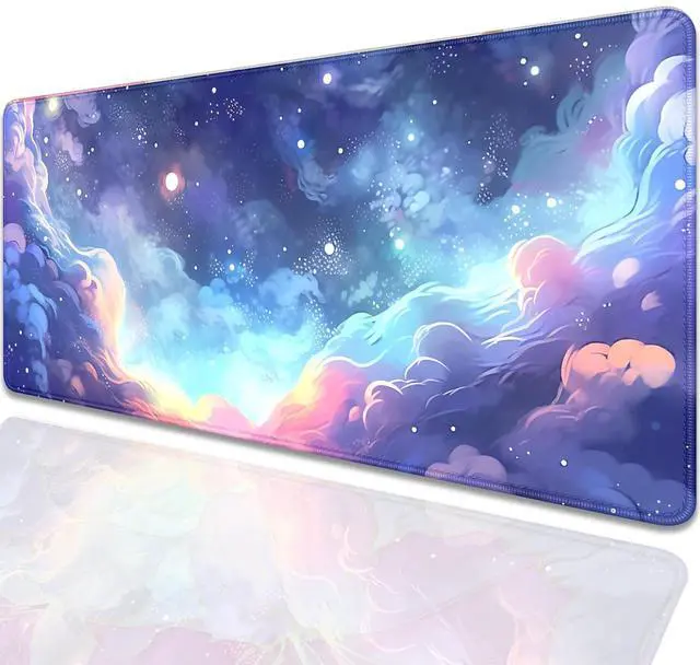Alt view image 2 of 7 - Stars Sky Dark Blue Cosmos Mouse Pad Desk Mat,Large Extended Gaming Mouse Pad with Stitched Edges,Non-Slip Waterproof Rubber Base for Office,Computer,Keyboard,Laptop and Home Desk Pad(27.5X11.8 in)