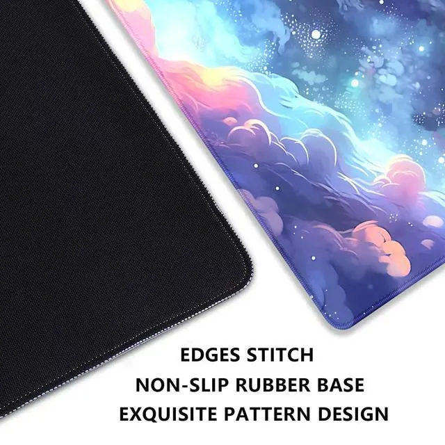 Alt view image 5 of 7 - Stars Sky Dark Blue Cosmos Mouse Pad Desk Mat,Large Extended Gaming Mouse Pad with Stitched Edges,Non-Slip Waterproof Rubber Base for Office,Computer,Keyboard,Laptop and Home Desk Pad(27.5X11.8 in)