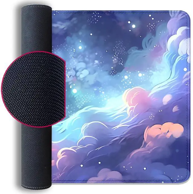 Alt view image 7 of 7 - Stars Sky Dark Blue Cosmos Mouse Pad Desk Mat,Large Extended Gaming Mouse Pad with Stitched Edges,Non-Slip Waterproof Rubber Base for Office,Computer,Keyboard,Laptop and Home Desk Pad(27.5X11.8 in)