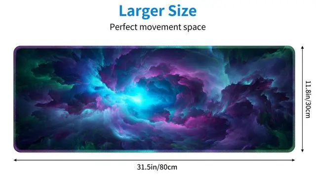 Alt view image 2 of 7 - Galaxy Gaming Mouse Pad XXL 31.5X11.8 inch, Extended Milky Way Desk Mat, Large Keyboard, Waterproof Non-Slip Rubber Base, Space Mouse Pad for Gaming, Office & Computer Desk