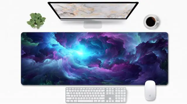 Alt view image 3 of 7 - Galaxy Gaming Mouse Pad XXL 31.5X11.8 inch, Extended Milky Way Desk Mat, Large Keyboard, Waterproof Non-Slip Rubber Base, Space Mouse Pad for Gaming, Office & Computer Desk