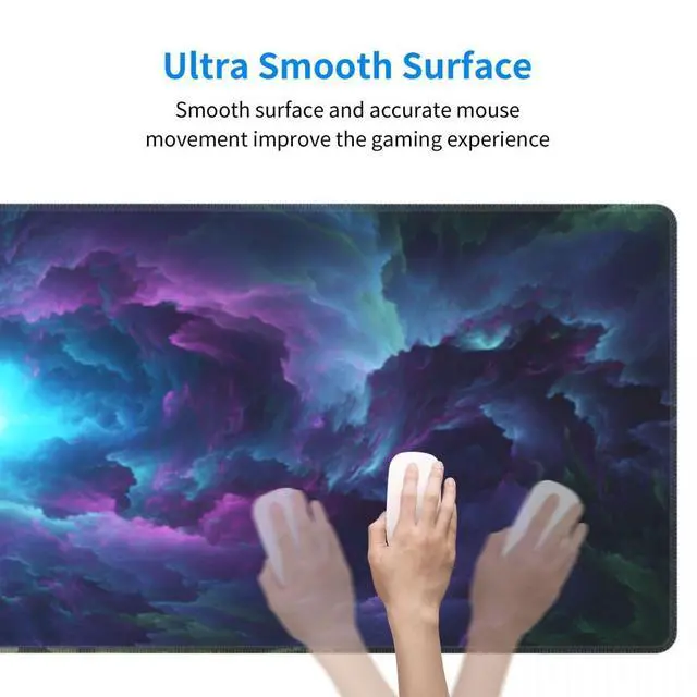 Alt view image 4 of 7 - Galaxy Gaming Mouse Pad XXL 31.5X11.8 inch, Extended Milky Way Desk Mat, Large Keyboard, Waterproof Non-Slip Rubber Base, Space Mouse Pad for Gaming, Office & Computer Desk