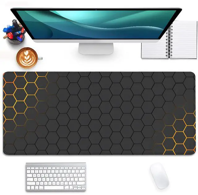 Main image of Black Gold Honeycomb Mouse Pad Desk Pad,Extended Gaming Mouse Mat,Stitched Edges Non-Slip Waterproof Rubber Base Mousepad for Office Desk Mat(27.5X11.8 in)