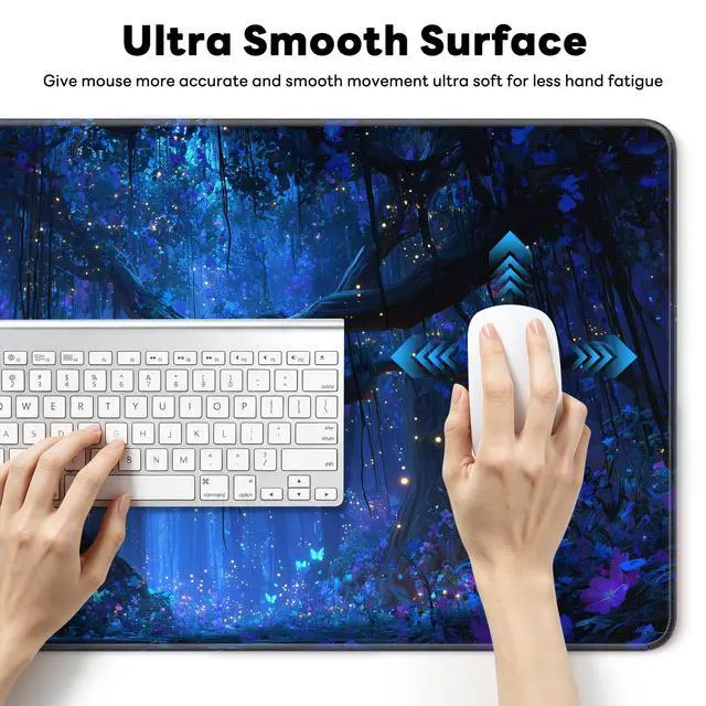 Alt view image 6 of 7 - Large Gaming Mouse Pad, XL Desk Protector, Non-Slip Base | 31.5x15.7 in Extended Desk Mat with Stitched Edges for Keyboard, Work, Game, Office, Home PC and Laptop