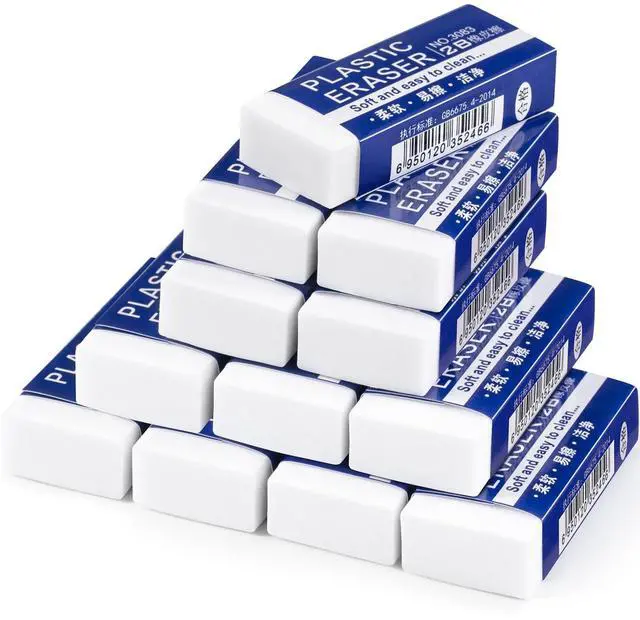 Main image of 12 Pack Pencil Erasers, Large White Erasers for School, Art Erasers for Kids Drawing Bulk