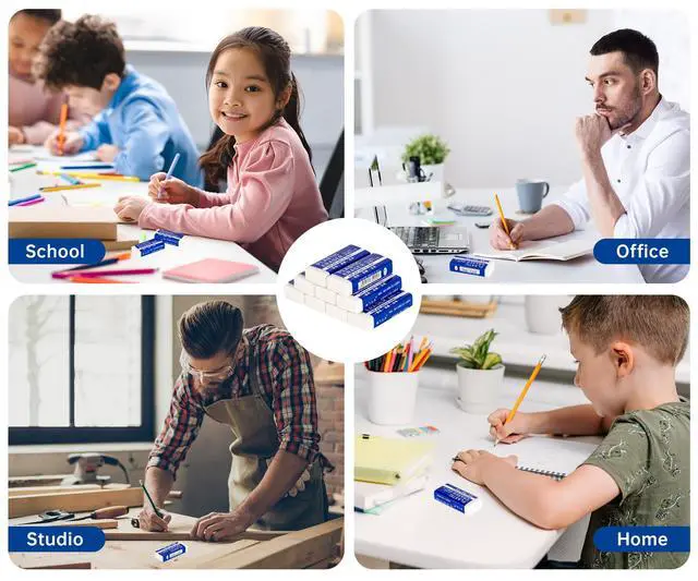 Alt view image 7 of 7 - 12 Pack Pencil Erasers, Large White Erasers for School, Art Erasers for Kids Drawing Bulk
