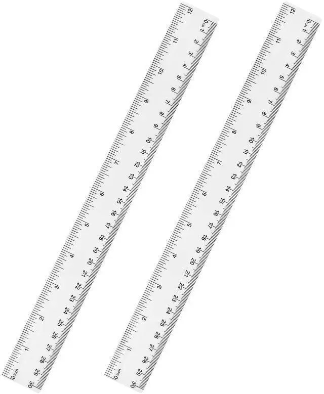 Main image of Clear Plastic Ruler 12 Inch Straight Rulers, for School, Office, 2pcs | Shatterproof Rulers, with Inches and Centimeters, Easy-to-Read Markings, Plastic Drafting Measuring Ruler