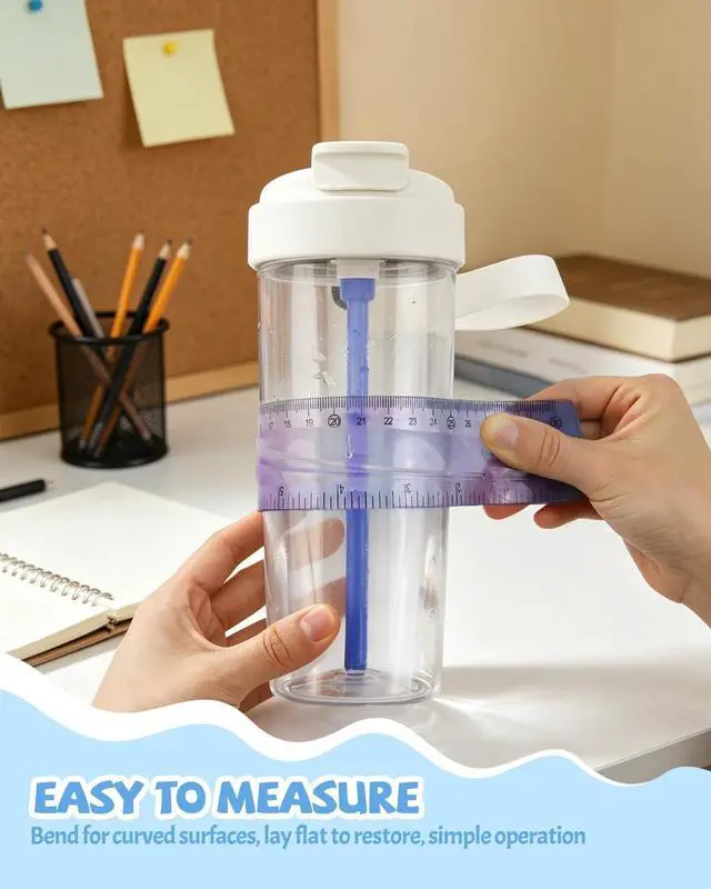 Alt view image 5 of 7 - 12 Inch & 6 Inch Flexible Ruler, Bendable Plastic Ruler, Soft Bendable Gradient Color Rulers with Centimeters and Inches for Student School Classroom Office Supplies