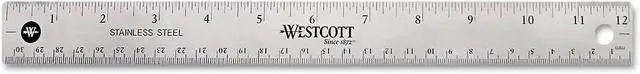 Main image of 10415 Stainless Metal Ruler with Non-Slip Cork Base, 12-Inch