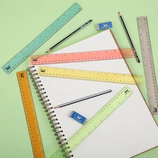 Alt view image 7 of 7 - Plastic Ruler Set, 6 Pack, 12 Inch, Pastel Colors | Easy-to-Read Markings, Scratch-Resistant Design, Durable Transparent Rulers for Crafting Office & School, School Supplies