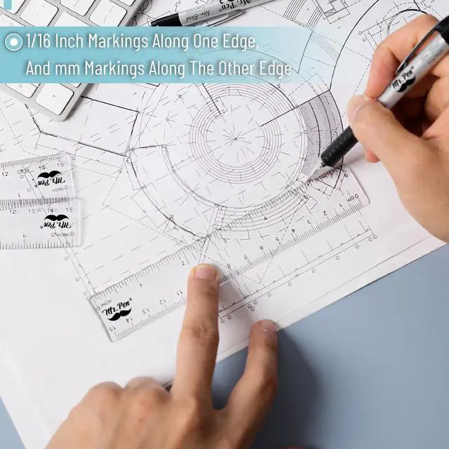 Alt view image 4 of 6 - Plastic Rulers, 6 Inch, 3 Pack, Easy-to-Read Markings | Scratch-Resistant Design with Inches and Centimeters, Durable Small Transplant Rulers for Crafting Office & School
