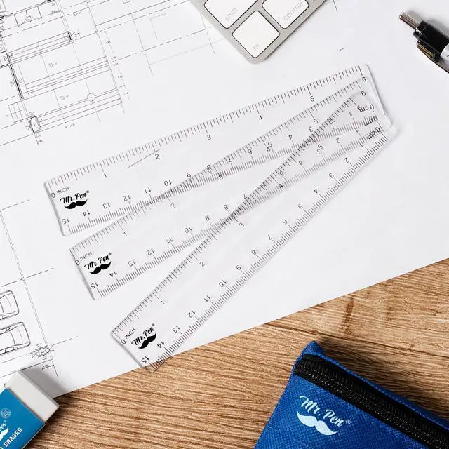 Alt view image 6 of 6 - Plastic Rulers, 6 Inch, 3 Pack, Easy-to-Read Markings | Scratch-Resistant Design with Inches and Centimeters, Durable Small Transplant Rulers for Crafting Office & School