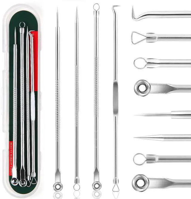 Main image of Blackhead Remover Pimple Popper Tool Kit, Comedone Pimple Extractor Acne Tools for Face Nose, Stainless Acne Needle Zit Popping Removal Facials Tool, Silver 4Pcs