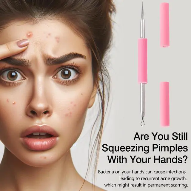 Alt view image 2 of 7 - Professional Acne Removal Needle Set, Dual-Ended Blackhead & Whitehead Extractor Tool