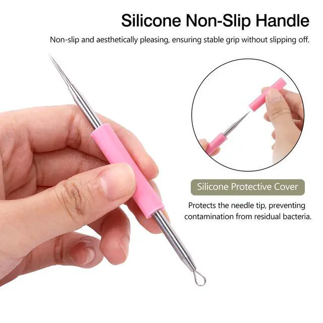 Alt view image 6 of 7 - Professional Acne Removal Needle Set, Dual-Ended Blackhead & Whitehead Extractor Tool
