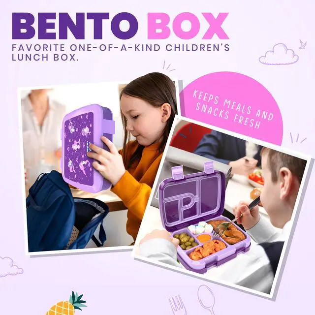 Alt view image 5 of 7 - Bento Box for Kids, 5-Compartment, Mermaid | Leak-proof, rubber-coated edges, Removable inner tray, Microwave safe, Dishwasher safe