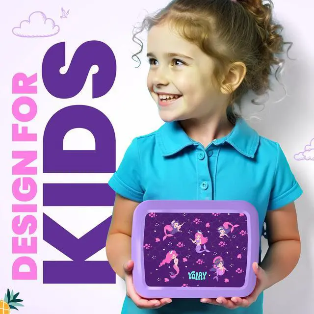 Alt view image 7 of 7 - Bento Box for Kids, 5-Compartment, Mermaid | Leak-proof, rubber-coated edges, Removable inner tray, Microwave safe, Dishwasher safe