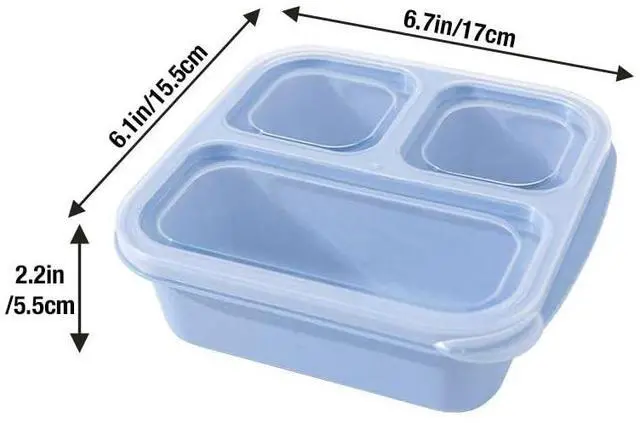 Alt view image 3 of 7 - 3 Pack 3 Compartment Lunch Snack Containers with Lids, Meal Prep Bento Snack Boxes, BPA Free, Reusable Food Storage Lunchable Containers for People Work Travel