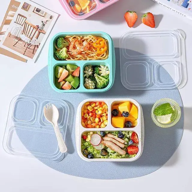 Alt view image 4 of 7 - 3 Pack 3 Compartment Lunch Snack Containers with Lids, Meal Prep Bento Snack Boxes, BPA Free, Reusable Food Storage Lunchable Containers for People Work Travel