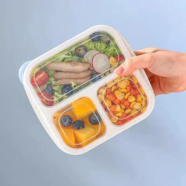 Alt view image 6 of 7 - 3 Pack 3 Compartment Lunch Snack Containers with Lids, Meal Prep Bento Snack Boxes, BPA Free, Reusable Food Storage Lunchable Containers for People Work Travel