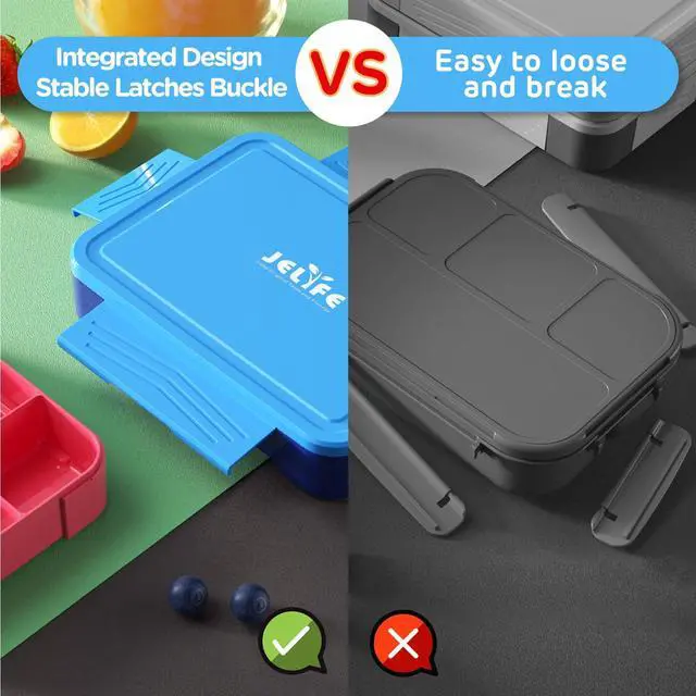 Alt view image 3 of 7 - Bento Lunch Box for Kids - 1450ml Leakproof Kids Bento Box 6 Compartments Toddler Lunch boxes with Silverware for Back to School, Reusable LunchBox Snack Container for Daycare