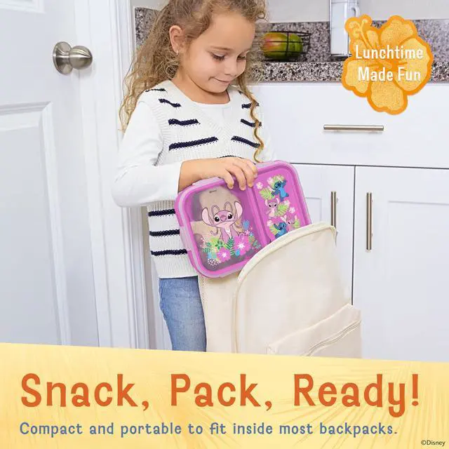 Alt view image 3 of 7 - Disney Stitch Bento Box for Kids, Divided Compartments, Leak-Proof | BPA-free with detachable spork, dishwasher safe, ideal for school and toddler lunches