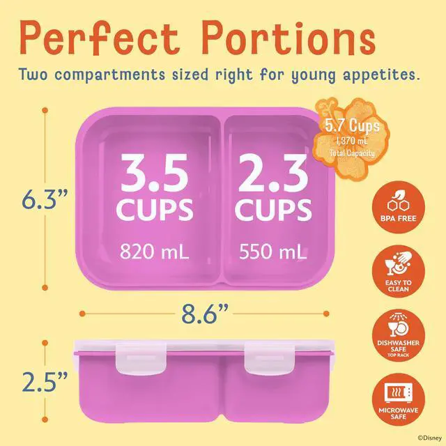 Alt view image 6 of 7 - Disney Stitch Bento Box for Kids, Divided Compartments, Leak-Proof | BPA-free with detachable spork, dishwasher safe, ideal for school and toddler lunches