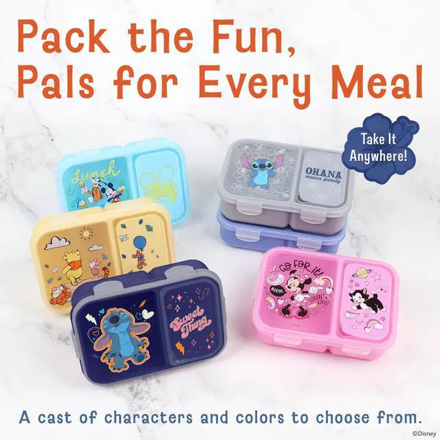 Alt view image 7 of 7 - Disney Stitch Bento Box for Kids, Divided Compartments, Leak-Proof | BPA-free with detachable spork, dishwasher safe, ideal for school and toddler lunches