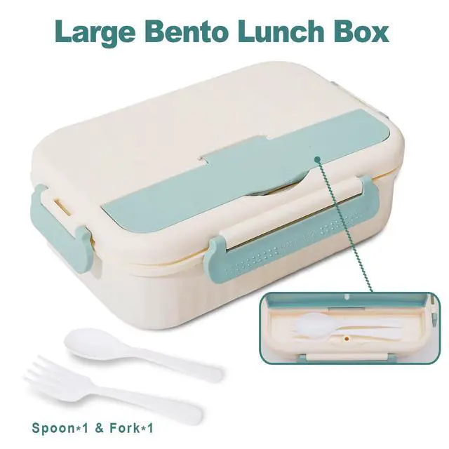 Alt view image 6 of 7 - Bento Box Adult Lunch Box, Lunch Containers for Kids Children with 3 Compartments, 1800 ML Bento Lunch Box with Spoon & Fork, Microwave & Dishwasher Safe, BPA-Free and Food-Safe Materials(Blue)
