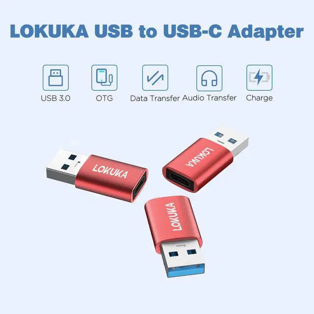 Alt view image 3 of 7 - USB C Female to USB Male Adapter 3-Pack, 5Gbps USB A 3.0 to Type C Converter for Laptop, PC, Car to Flash Disk, USB C Headphones, Mobile, Pad, Red