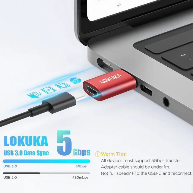 Alt view image 4 of 7 - USB C Female to USB Male Adapter 3-Pack, 5Gbps USB A 3.0 to Type C Converter for Laptop, PC, Car to Flash Disk, USB C Headphones, Mobile, Pad, Red