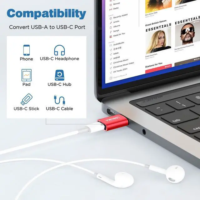 Alt view image 6 of 7 - USB C Female to USB Male Adapter 3-Pack, 5Gbps USB A 3.0 to Type C Converter for Laptop, PC, Car to Flash Disk, USB C Headphones, Mobile, Pad, Red