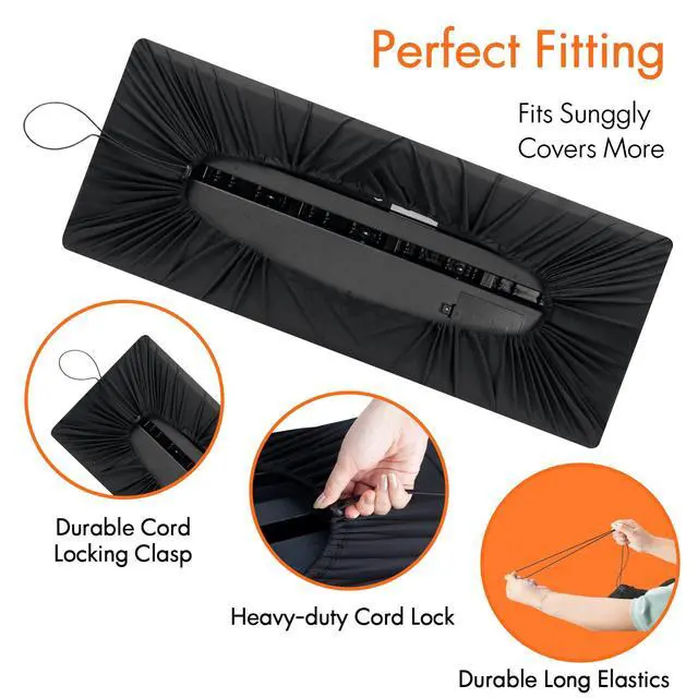 Alt view image 2 of 7 - 61 Keys Piano Keyboard Dust Cover, Music Stretchy Electronic DirtProof Keyboard Cover With Durable Elastic & Cord Lock Must Have Piano Accessories, Black
