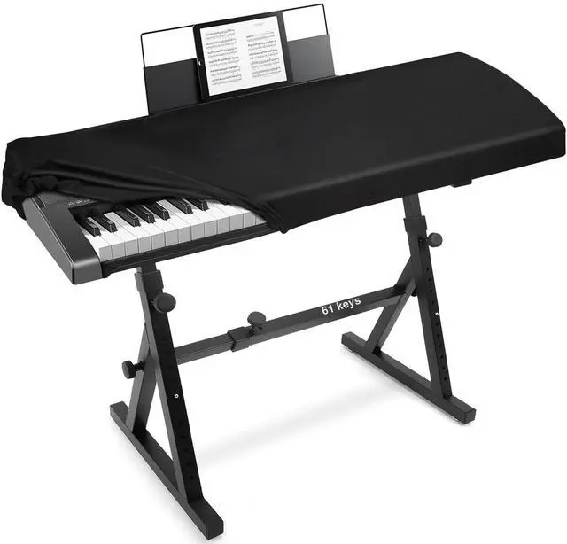 Main image of 61 Keys Piano Keyboard Cover with Music Stand Opening,Black | Stretchy Dirt Proof Music Stand Opening For Digital Electronic Piano