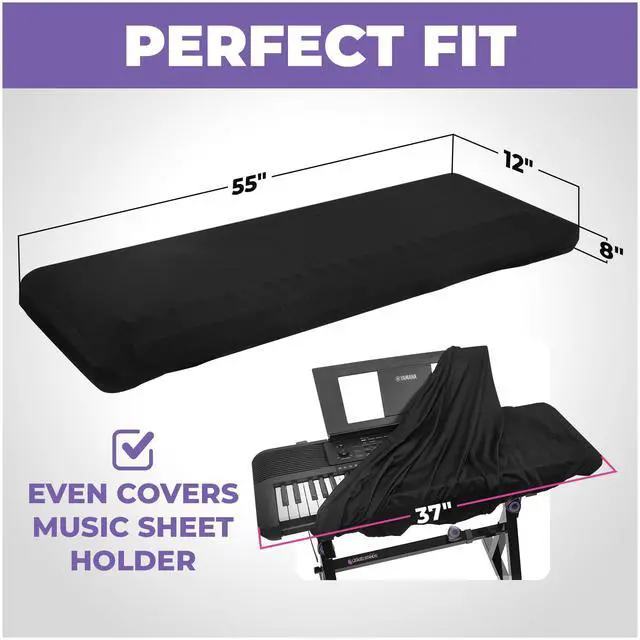 Alt view image 2 of 5 - Piano Keyboard Cover, Keyboard Dust Cover for 88 Keys | Electric Digital Case Protector Cloth with High Elasticity Spandex and Cord Lock for Musical Instrument and Accessories