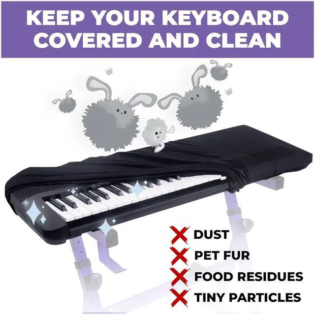 Alt view image 4 of 5 - Piano Keyboard Cover, Keyboard Dust Cover for 88 Keys | Electric Digital Case Protector Cloth with High Elasticity Spandex and Cord Lock for Musical Instrument and Accessories