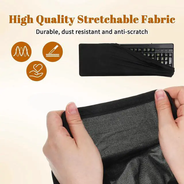 Alt view image 2 of 7 - Keyboard Dust Cover Computer Keyboard Sleeve for Full Size Keyboards Protector Cover Key Board Covers for Desktop Stretch Fabric Anti Dust from 14.9" X 5.9" Up to 19.5" X 7.5", Black