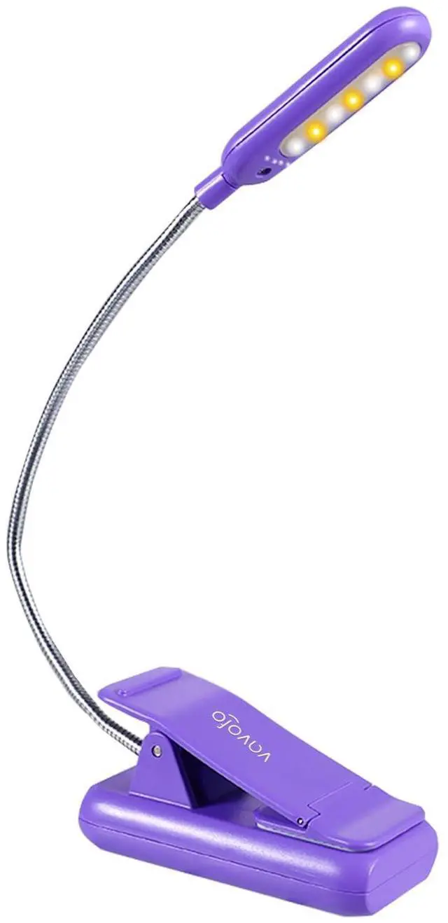 Main image of Rechargeable Book Light for Reading in Bed Kids, 7 LED Reading Light with 9-Level Warm Cool White Daylight, Eye Care Lamp with Power Indicator for Bookworms (Dark Purple)