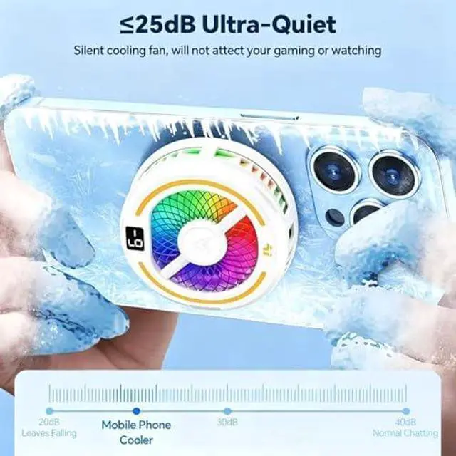 Alt view image 4 of 5 - Magnetic & Clip-on Semiconductor Phone Cooler w/RGB & Finger Sleeves | Phone Cooling Fan Portable Lightweight Mobile, Phone Radiator with Larger Cooling Area for Phone/Tablet/iPad