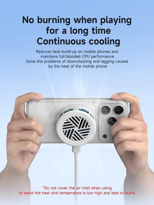 Alt view image 2 of 7 - Magnetic Cell Phone Cooler, Double-Sided Magnetic Semiconductor Cooling Fan, No Noise Radiator for iPhone 17 16 15 Pro Max, Android, Tablet (White Without PD)