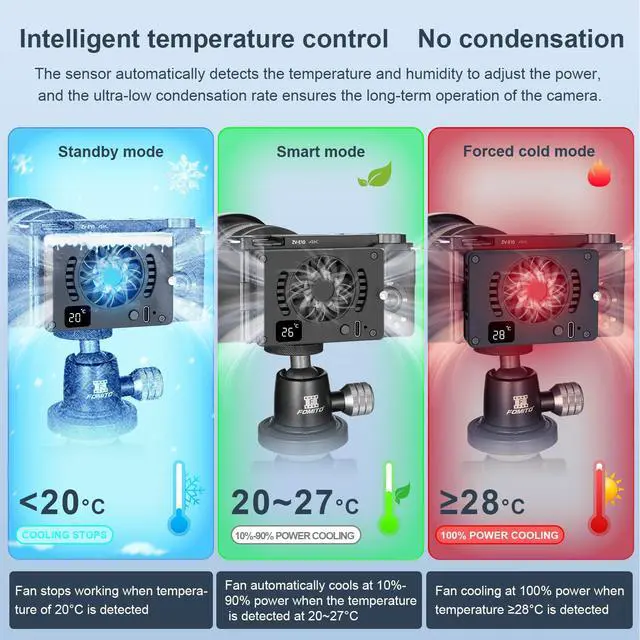Alt view image 4 of 7 - FS-06 Semiconductor Camera and Phone Cooling Fan, Full Metal Housing, Intelligent Temperature Control, for Live Streaming and HD Video Recording