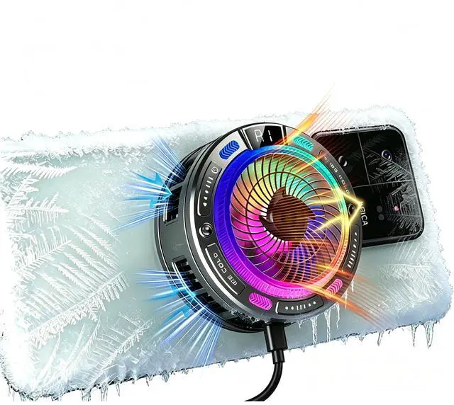 Main image of Phone Cooling Fan,Phone Cooler for Gaming,Cell Phone Fan,AI Smart Control | Real-Time Temp Display,100-Level Fan,4 RGB Modes,Semiconductor,Magnetic & Clip-On for iPhone Android,Gaming TikTok Live