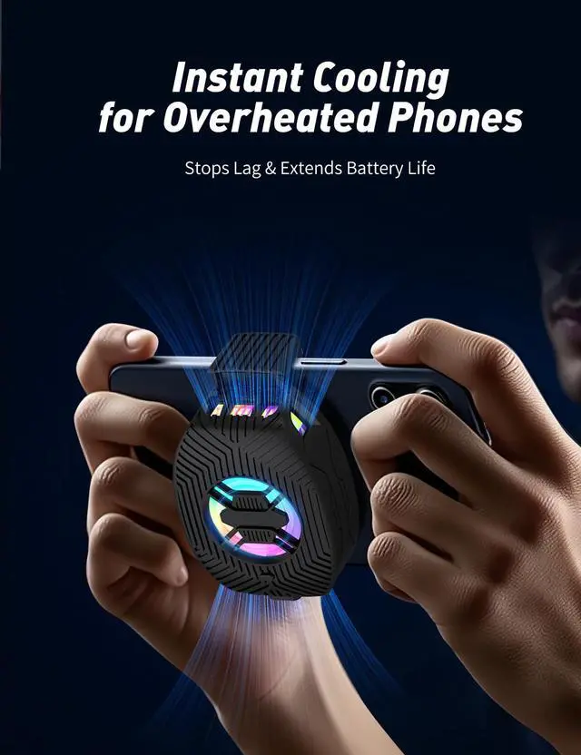 Alt view image 2 of 7 - Phone Cooler for Gaming, Mobile Cell Phone Cooling Fan Radiator for iPhone Android Smartphone Live Streaming