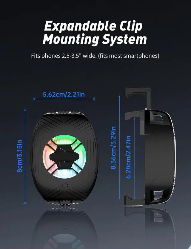 Alt view image 3 of 7 - Phone Cooler for Gaming, Mobile Cell Phone Cooling Fan Radiator for iPhone Android Smartphone Live Streaming