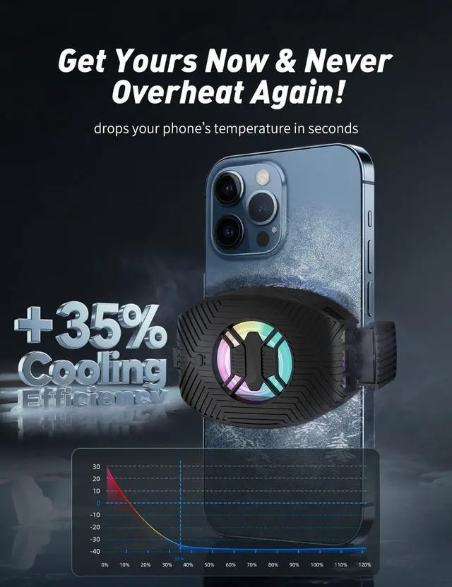 Alt view image 4 of 7 - Phone Cooler for Gaming, Mobile Cell Phone Cooling Fan Radiator for iPhone Android Smartphone Live Streaming