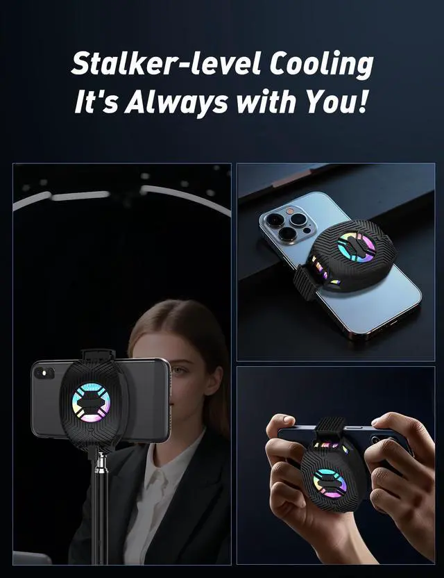 Alt view image 7 of 7 - Phone Cooler for Gaming, Mobile Cell Phone Cooling Fan Radiator for iPhone Android Smartphone Live Streaming